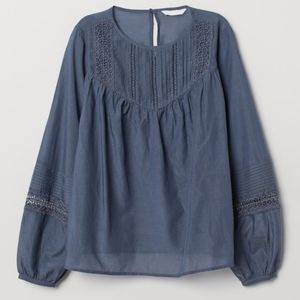H&M peasant blue blouse